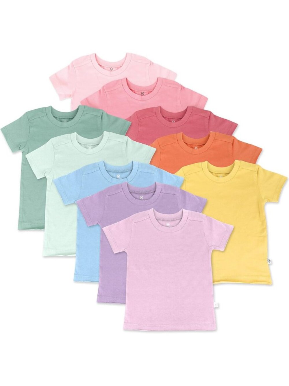 Organic Cotton Short Sleeve T-Shirts for Baby, Toddler & Kids - 10-Pack Set